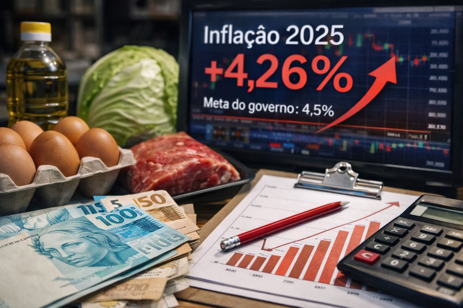 Inflação fecha 2025 em 4,26% e cumpre meta: alívio ou alerta? 1 Inflação fecha 2025 em 4,26% e cumpre meta: alívio ou alerta?