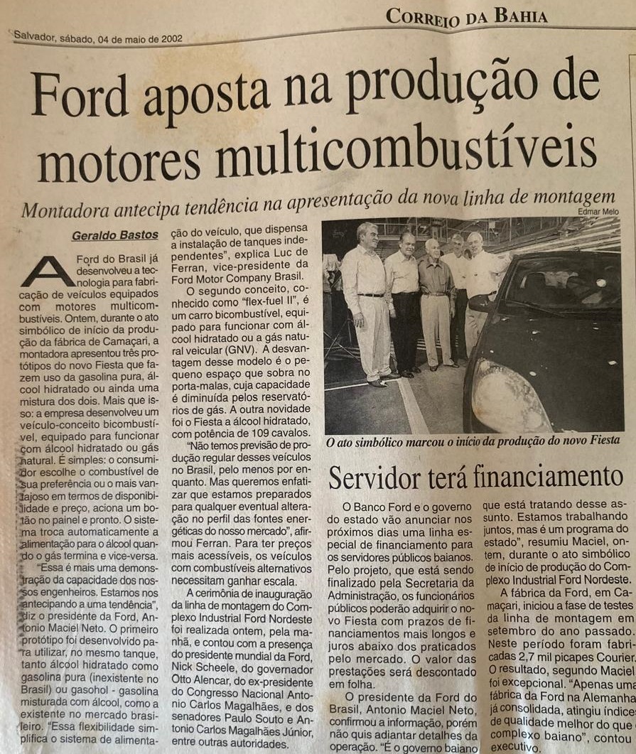 Reportagem publicada pelo jornal Correio da Bahia no início das operações da Ford em Camaçari